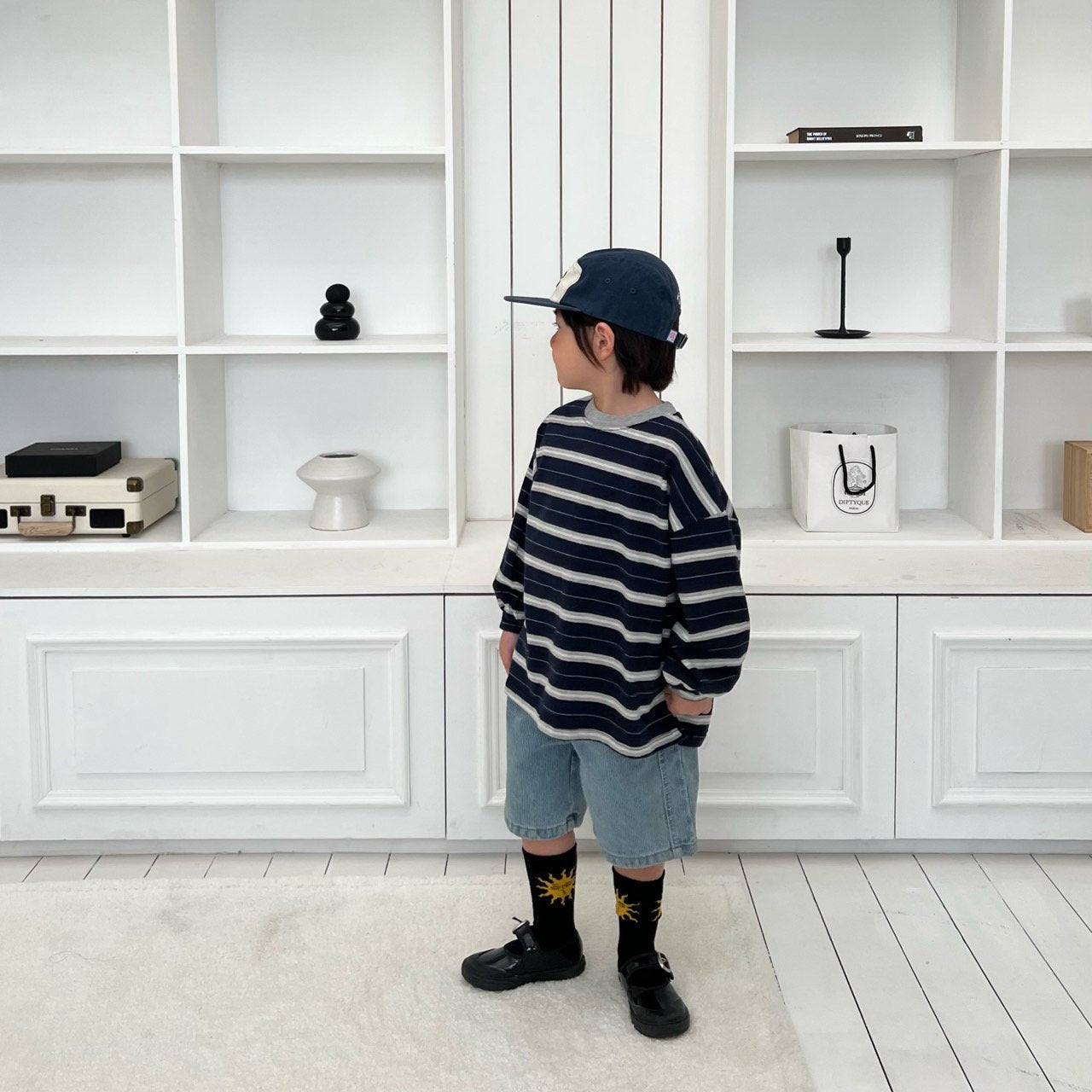 Kids SP26 Crew Neck Stripe Loose Fit Long Sleeve Top (2 - 7y) - 2 Colors kids outfit