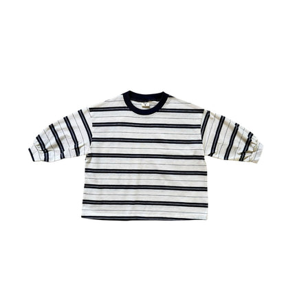 Kids SP26 Crew Neck Stripe Loose Fit Long Sleeve Top (2 - 7y) - 2 Colors kids outfit