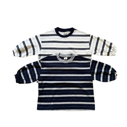 Kids SP26 Crew Neck Stripe Loose Fit Long Sleeve Top (2 - 7y) - 2 Colors kids outfit