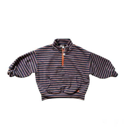 Kids SP26 Fleece Stripe Half Zip Long Sleeve Pullover (2 - 7y) - 2 Colors kids outfit