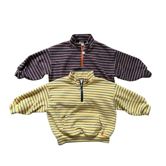 Kids SP26 Fleece Stripe Half Zip Long Sleeve Pullover (2 - 7y) - 2 Colors kids outfit