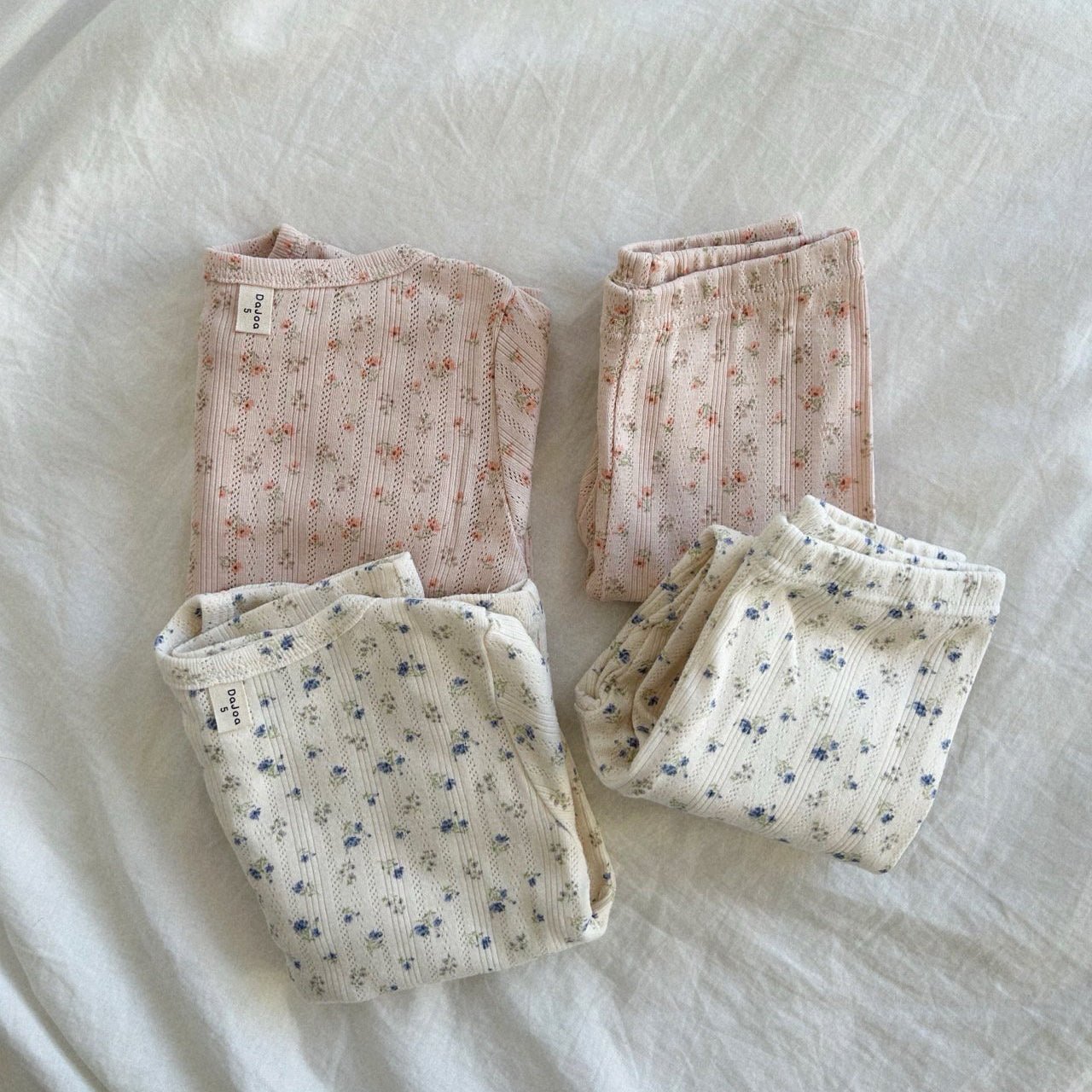 Kids SP26 Floral Pointelle Long Sleeve Top and Pants Set (1 - 7y) - 2 Colors - AT NOON STORE