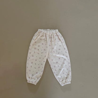 Kids SP26 Floral Terry Cloth Jogger Pants (1 - 7y) - Ivory - AT NOON STORE