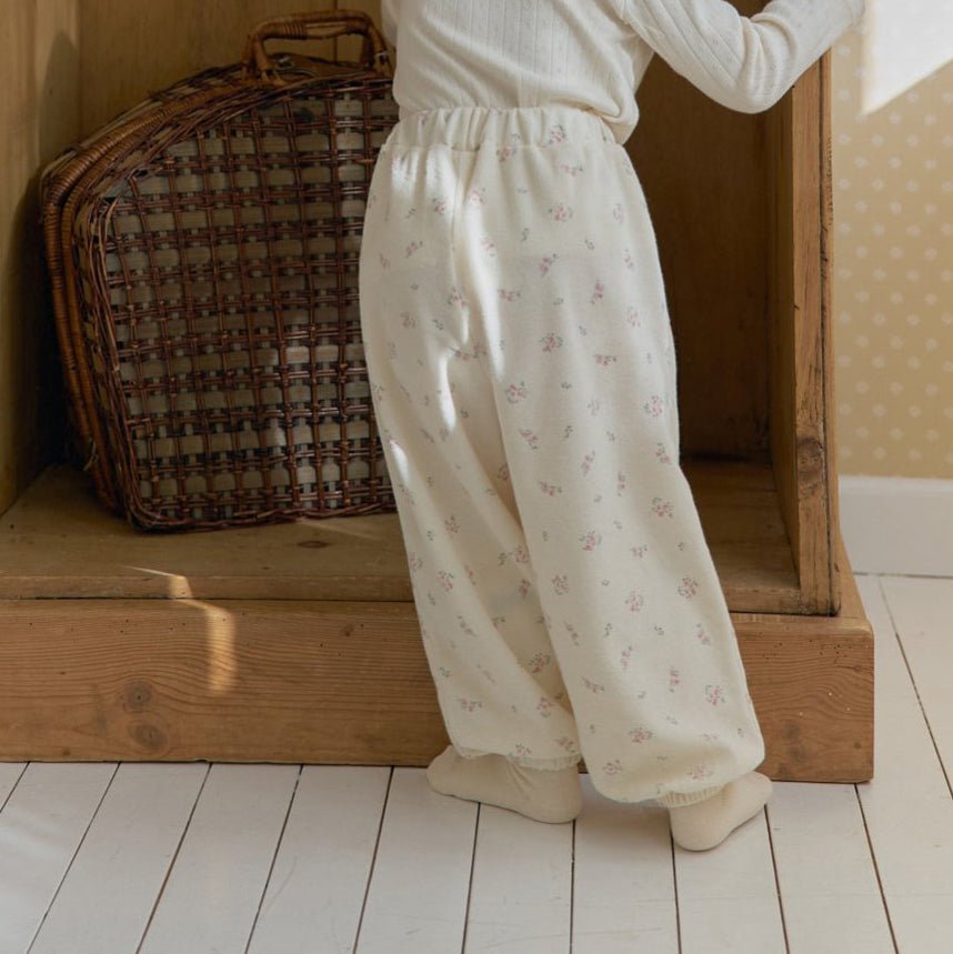 Kids SP26 Floral Terry Cloth Jogger Pants (1 - 7y) - Ivory - AT NOON STORE