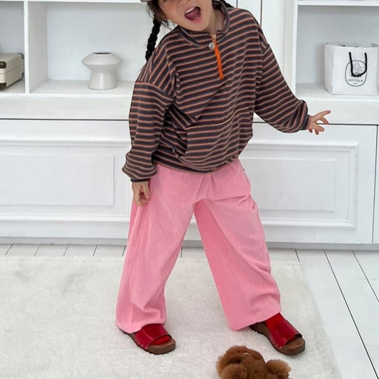 Kids SP26 Ribbed Velour Pull - on Pants (2 - 7y) - 2 Colors kids outfit