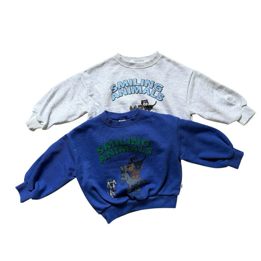Kids SP26 SMILING ANIMAL Print Long Sleeve Sweatshirts (2 - 7y) - 2 Colors kids outfit