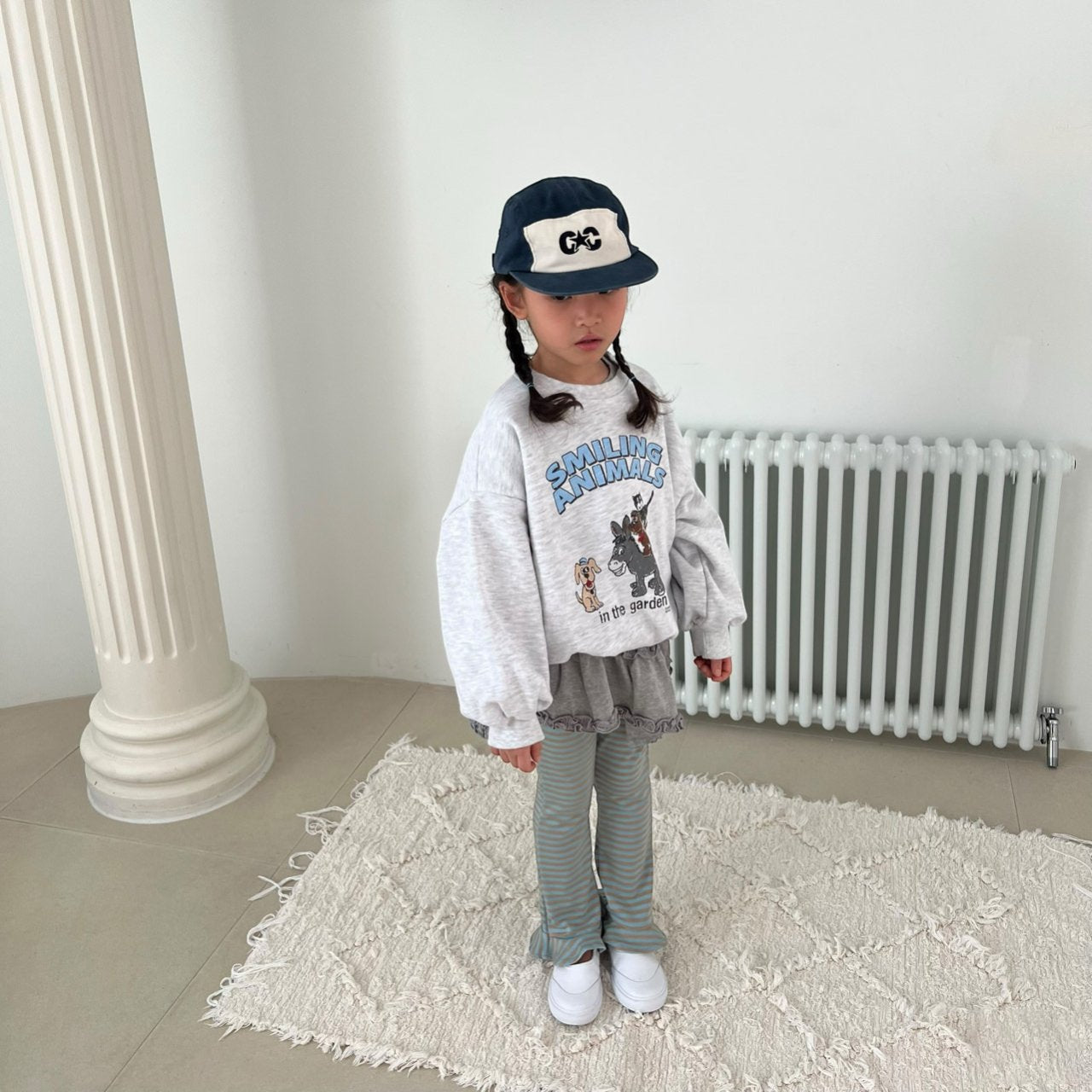 Kids SP26 SMILING ANIMAL Print Long Sleeve Sweatshirts (2 - 7y) - 2 Colors kids outfit