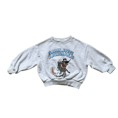 Kids SP26 SMILING ANIMAL Print Long Sleeve Sweatshirts (2 - 7y) - 2 Colors kids outfit