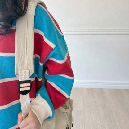 Kids SP26 Stripe Long Sleeve Top (2 - 7y) - Red - AT NOON STORE