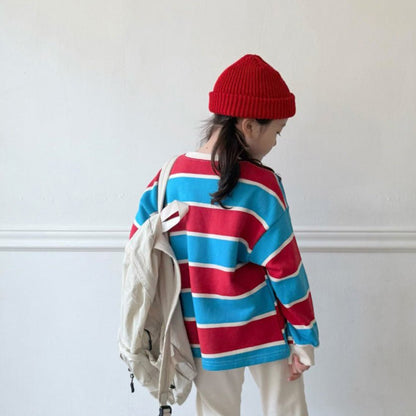 Kids SP26 Stripe Long Sleeve Top (2 - 7y) - Red - AT NOON STORE