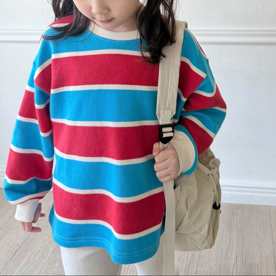 Kids SP26 Stripe Long Sleeve Top (2 - 7y) - Red - AT NOON STORE