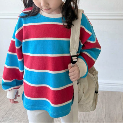 Kids SP26 Stripe Long Sleeve Top (2 - 7y) - Red - AT NOON STORE