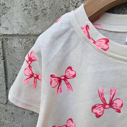 Kids SS25 Bow Print Short Sleeve Top (2 - 7y) - 2 Colors kids outfit