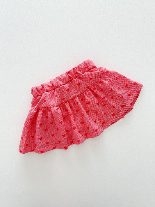 Kids SS25 Heart Embroidery Skort (2 - 7y) - Red kids outfit