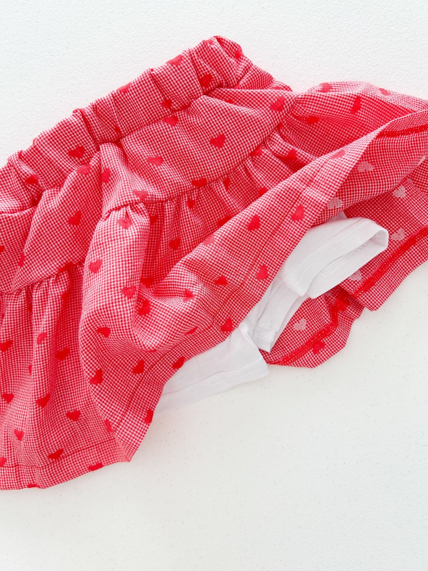 Kids SS25 Heart Embroidery Skort (2 - 7y) - Red kids outfit