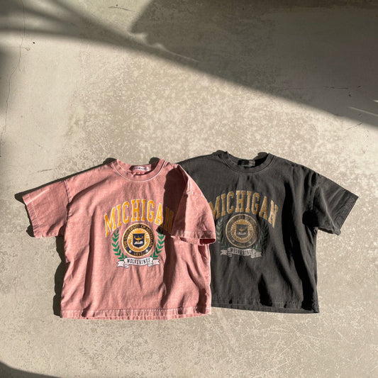 Kids SS25 'MICHIGAN' Pigment Dyed Short Sleeve Top (2 - 7y) - 2 Colors kids outfit
