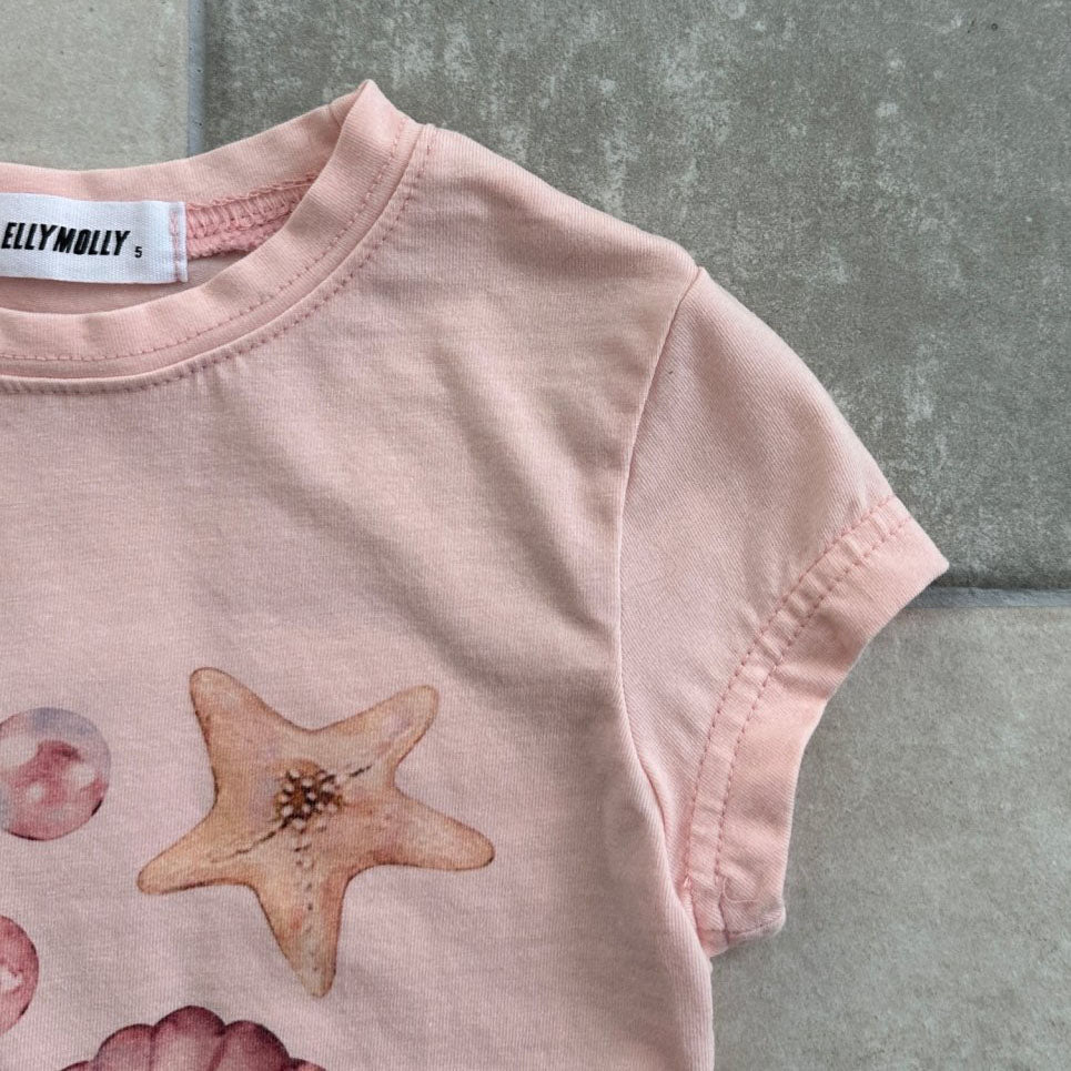 Kids SS25 Shell Print Short Sleeve Cropped Top (2 - 9y) - 2 Colors kids outfit