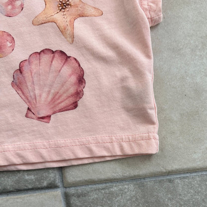 Kids SS25 Shell Print Short Sleeve Cropped Top (2 - 9y) - 2 Colors kids outfit