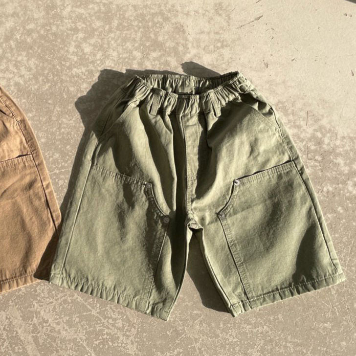 Kids SS25 Stitch Detail 7/8 Length Pants (2 - 7y) - Olive kids outfit