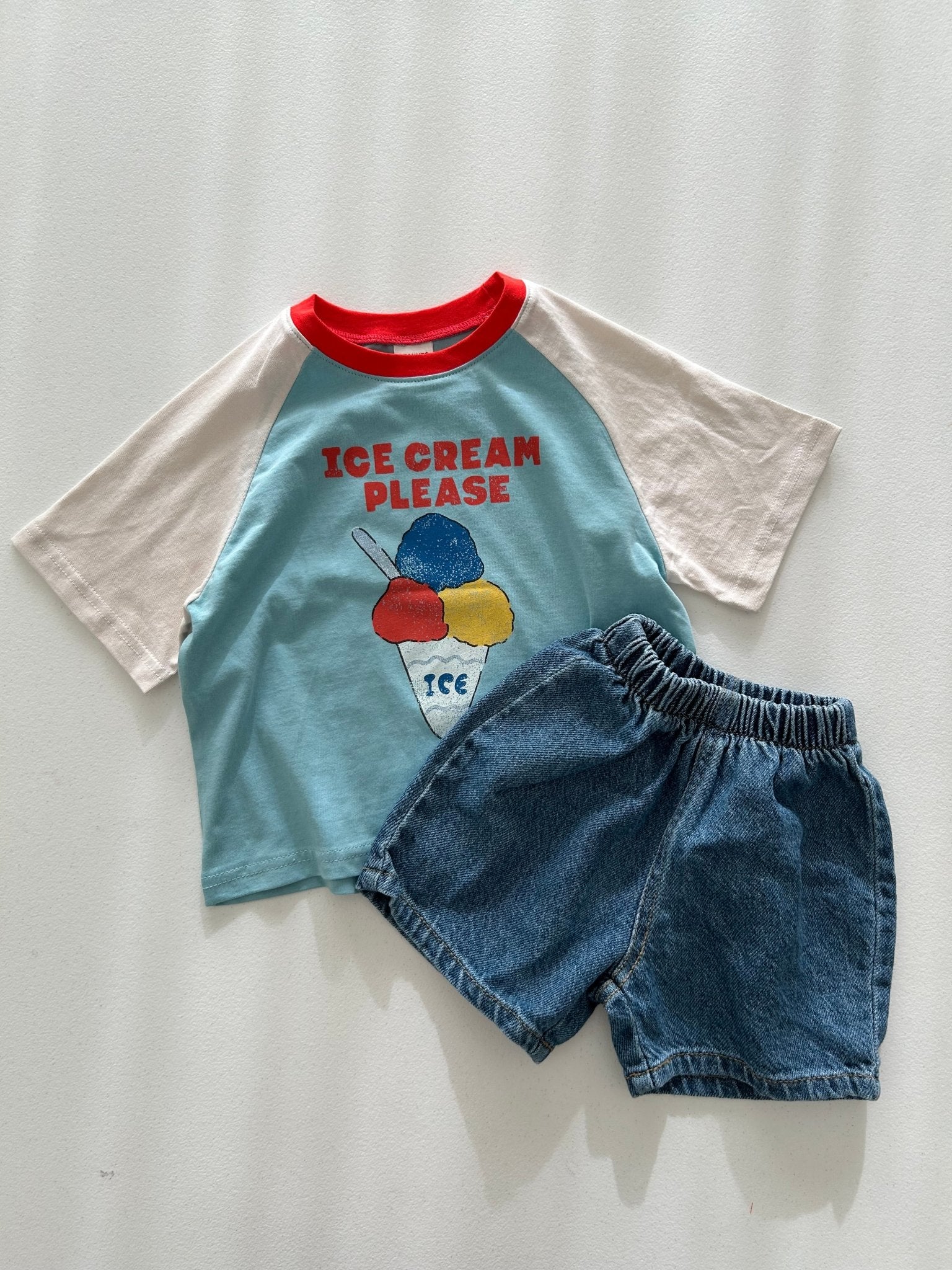Kids SS26 ICE CREAM PLEASE Raglan Short Sleeve Top (2 - 9y) - 2 Colors - AT NOON STORE