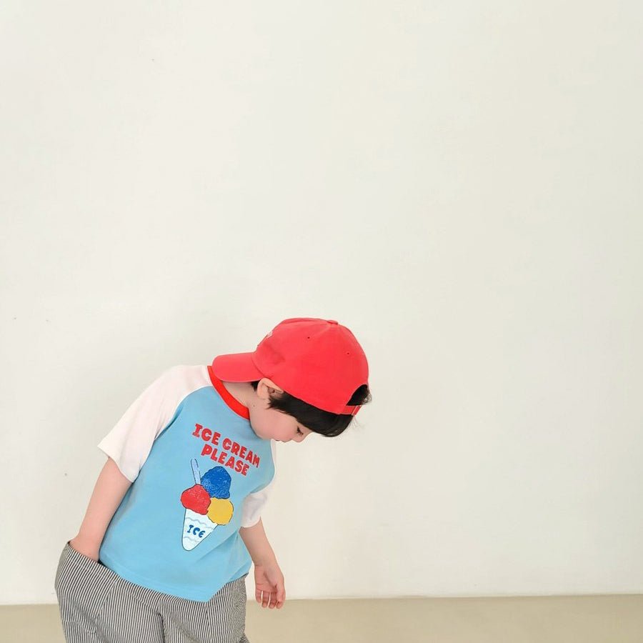 Kids SS26 ICE CREAM PLEASE Raglan Short Sleeve Top (2 - 9y) - 2 Colors - AT NOON STORE