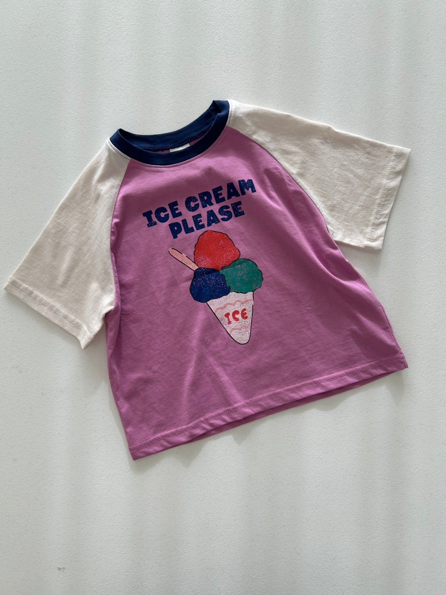 Kids SS26 ICE CREAM PLEASE Raglan Short Sleeve Top (2 - 9y) - 2 Colors - AT NOON STORE