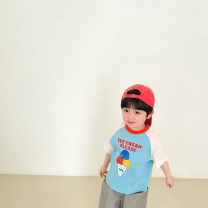 Kids SS26 ICE CREAM PLEASE Raglan Short Sleeve Top (2 - 9y) - 2 Colors - AT NOON STORE