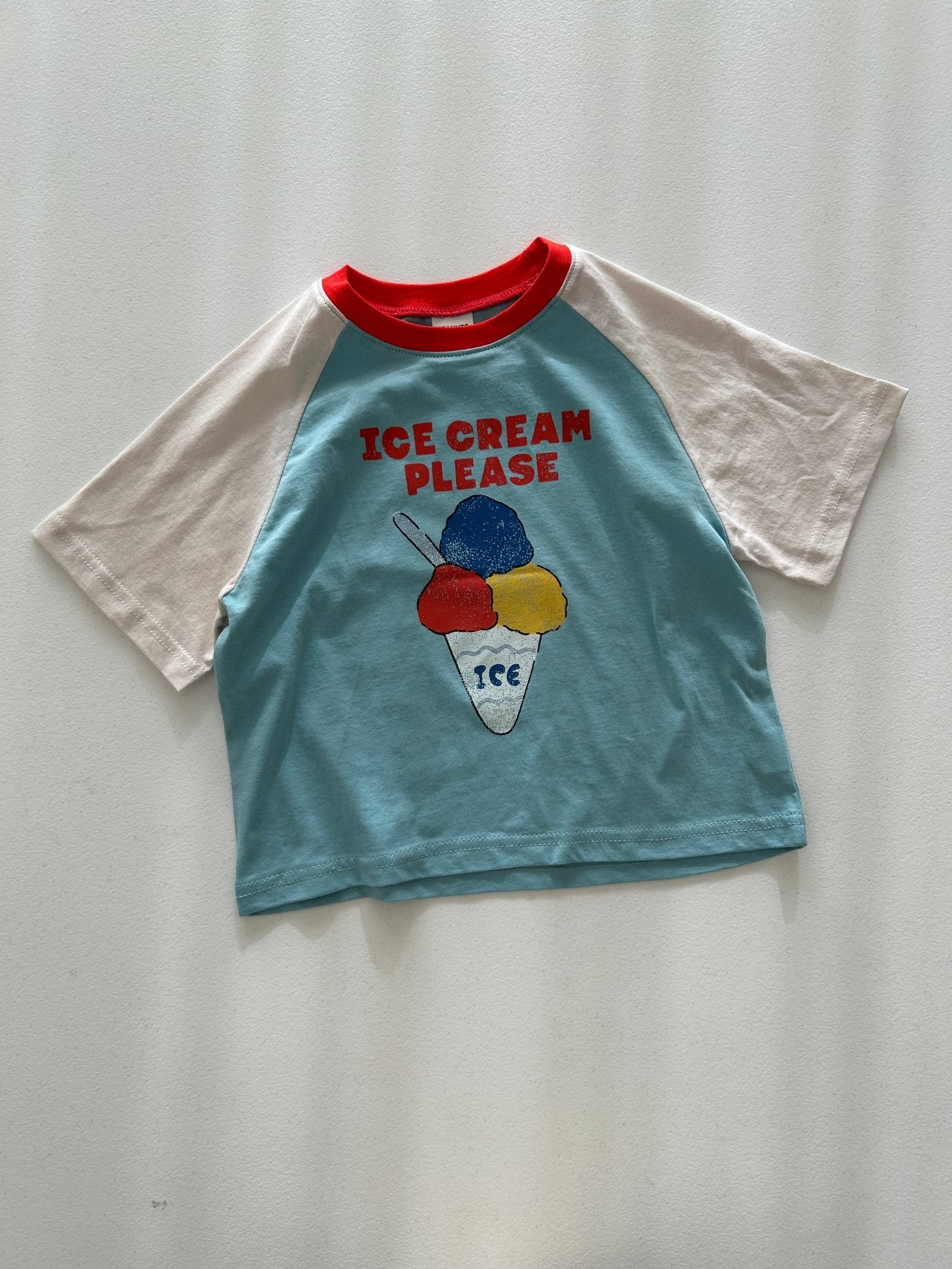 Kids SS26 ICE CREAM PLEASE Raglan Short Sleeve Top (2 - 9y) - 2 Colors - AT NOON STORE