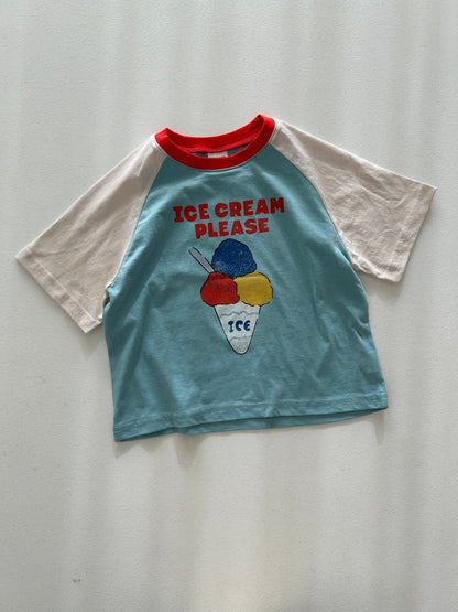 Kids SS26 ICE CREAM PLEASE Raglan Short Sleeve Top (2 - 9y) - 2 Colors - AT NOON STORE