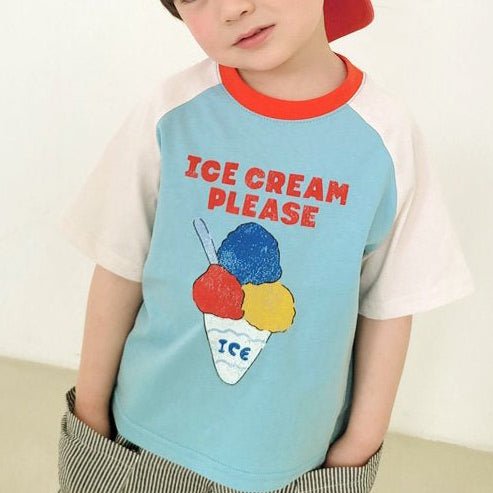 Kids SS26 ICE CREAM PLEASE Raglan Short Sleeve Top (2 - 9y) - 2 Colors - AT NOON STORE