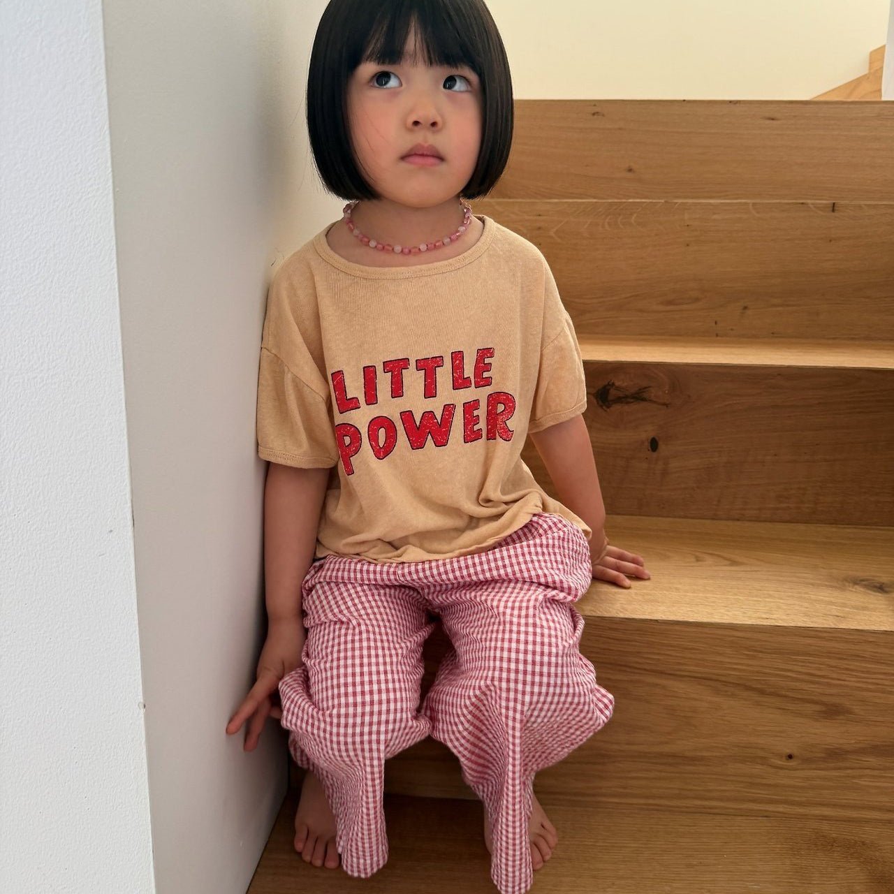 Kids SS26 LITTLE POWER Short Sleeve Top (2 - 10y) - Beige - AT NOON STORE