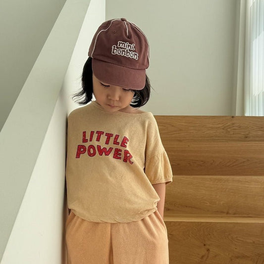 Kids SS26 LITTLE POWER Short Sleeve Top (2 - 10y) - Beige - AT NOON STORE