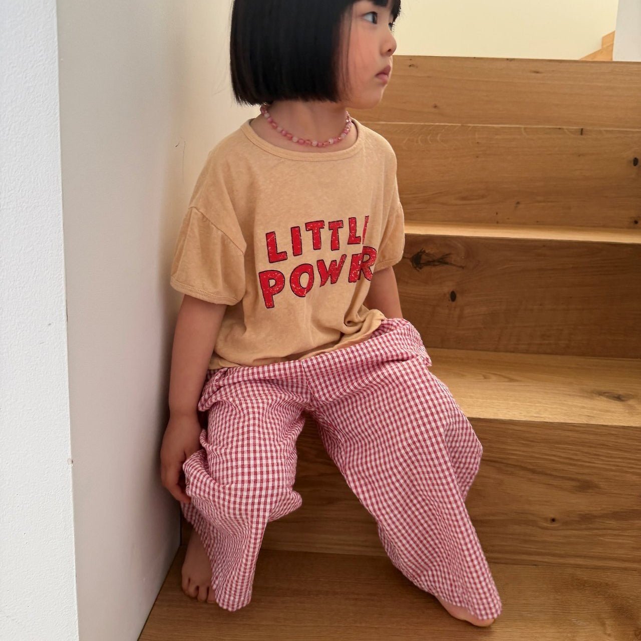 Kids SS26 LITTLE POWER Short Sleeve Top (2 - 10y) - Beige - AT NOON STORE