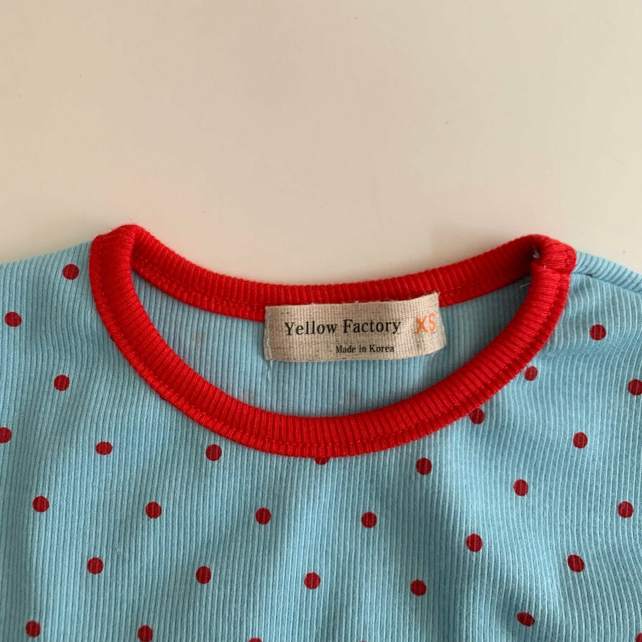 Kids SS26 Polka Dot Ribbed Short Sleeve Top (1 - 7y) - Blue - AT NOON STORE