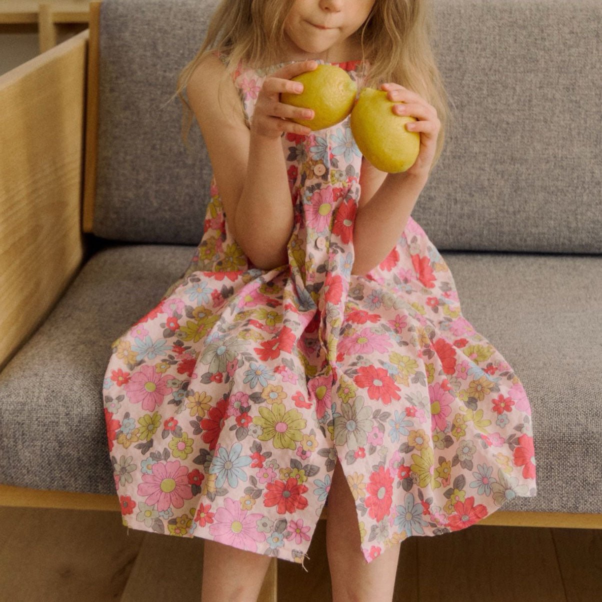 Kids SS26 Square Neck Sleeveless Floral Dress (3-8y) - Pink kids outfit