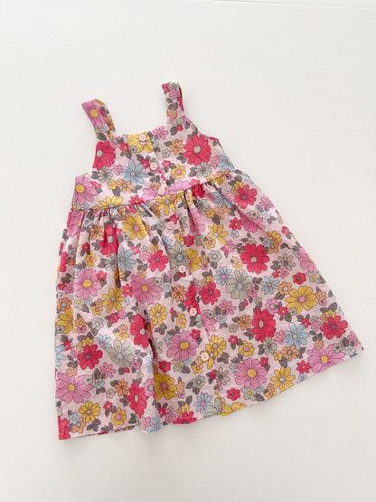 Kids SS26 Square Neck Sleeveless Floral Dress (3-8y) - Pink kids outfit