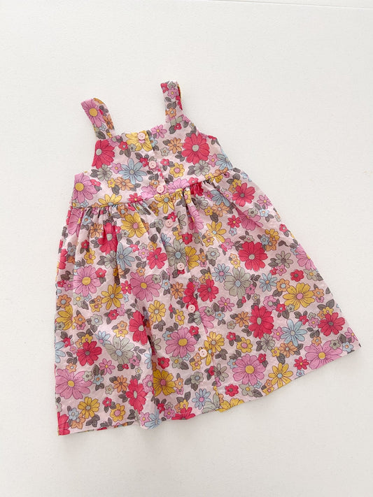 Kids SS26 Square Neck Sleeveless Floral Dress (3-8y) - Pink kids outfit