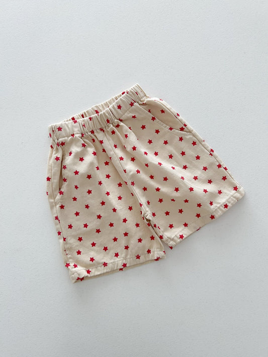Kids SS26 Star Print Shorts (1 - 9y) - Ivory - AT NOON STORE