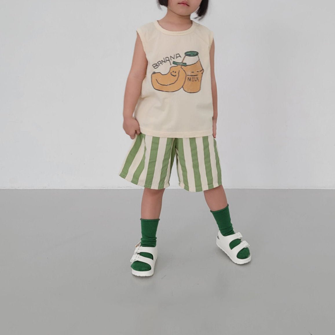 Kids SS26 Stripe Shorts (1 - 9y) - Green - AT NOON STORE