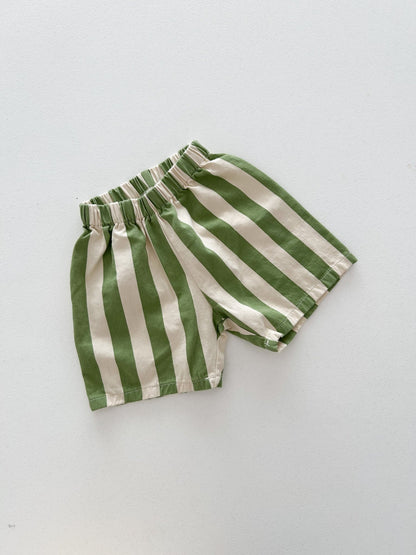 Kids SS26 Stripe Shorts (1 - 9y) - Green - AT NOON STORE
