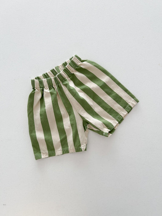 Kids SS26 Stripe Shorts (1 - 9y) - Green - AT NOON STORE