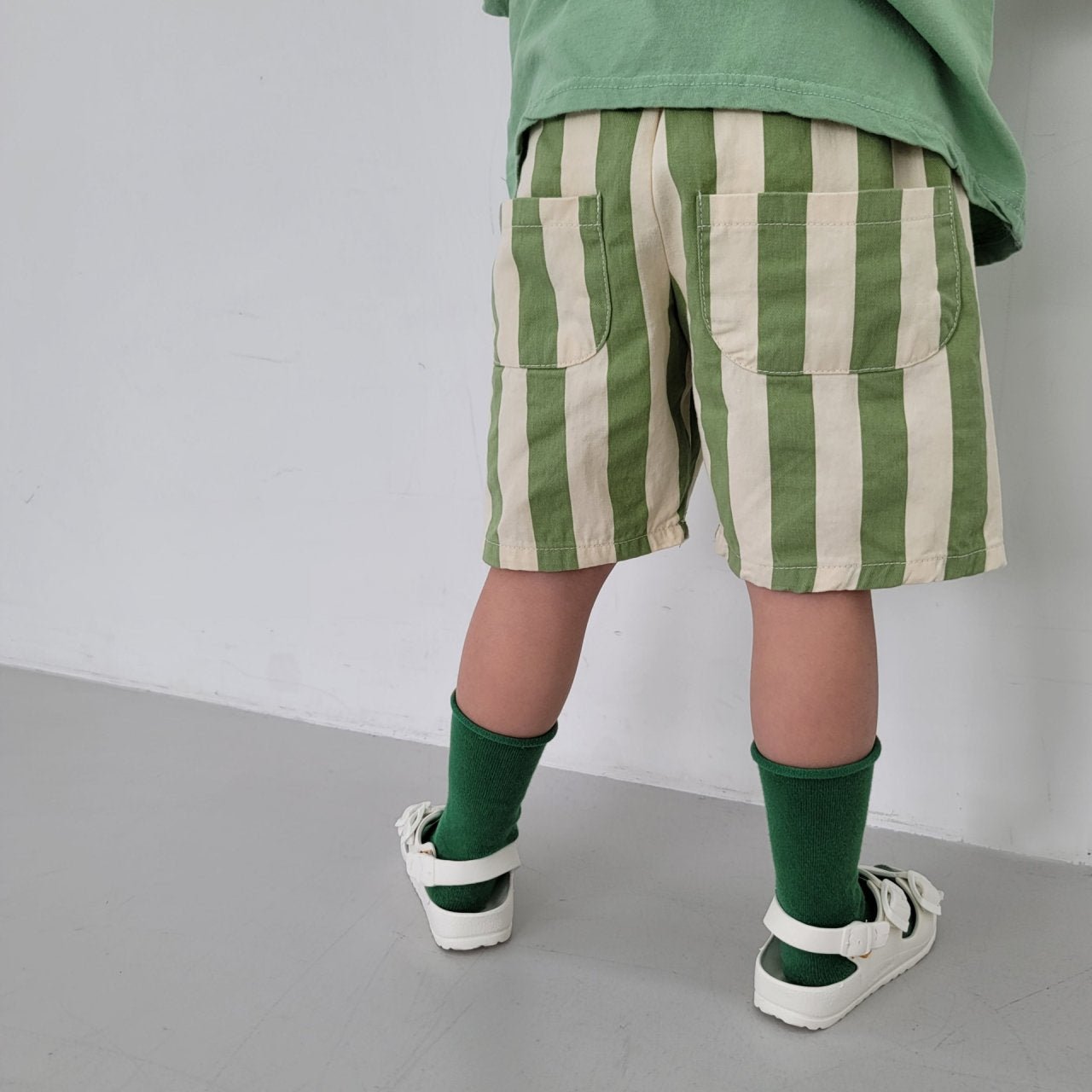 Kids SS26 Stripe Shorts (1 - 9y) - Green - AT NOON STORE