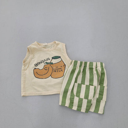 Kids SS26 Stripe Shorts (1 - 9y) - Green - AT NOON STORE
