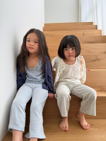 Kids SS26 Stripe Textured Semi Flare Pants (2 - 10y) - 2 Colors - AT NOON STORE