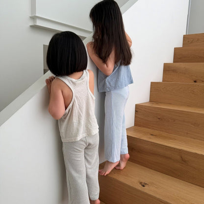 Kids SS26 Stripe Textured Semi Flare Pants (2 - 10y) - 2 Colors - AT NOON STORE