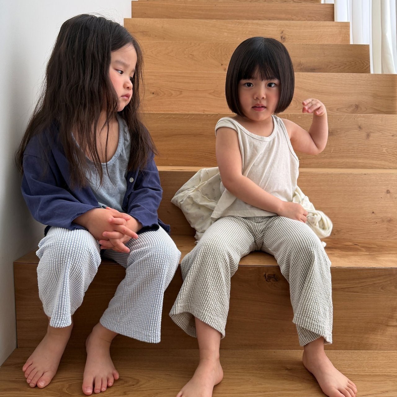 Kids SS26 Stripe Textured Semi Flare Pants (2 - 10y) - 2 Colors - AT NOON STORE