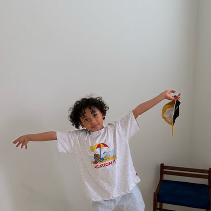 Kids SS26 Vacation Print Short Sleeve Top (2 - 7y) - 2 Colors - AT NOON STORE