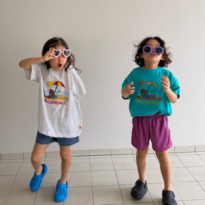 Kids SS26 Vacation Print Short Sleeve Top (2 - 7y) - 2 Colors - AT NOON STORE