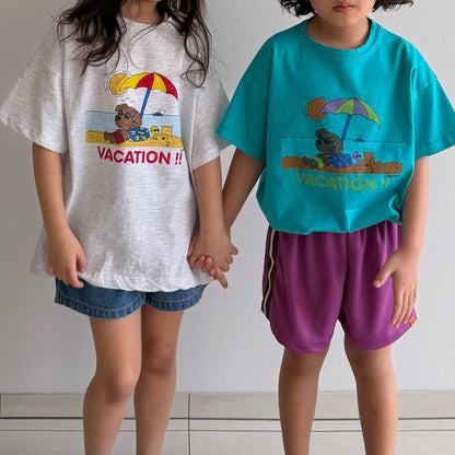 Kids SS26 Vacation Print Short Sleeve Top (2 - 7y) - 2 Colors - AT NOON STORE