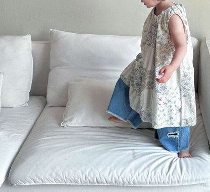 Kids Tie Back Quilt Print Sleeveless Dress (2 - 6y) kids outfit